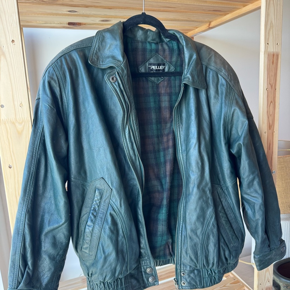 Elle Olive Green Leather Military Jacket